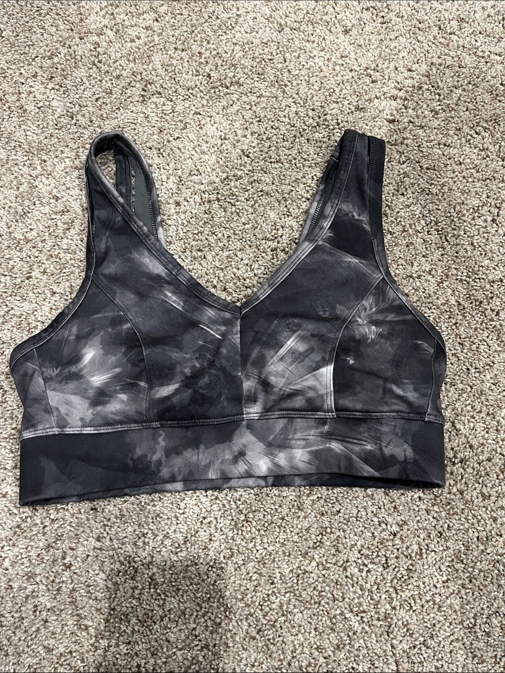 all in motion Black Padded V‑Neck Sports Bra with Printed Band